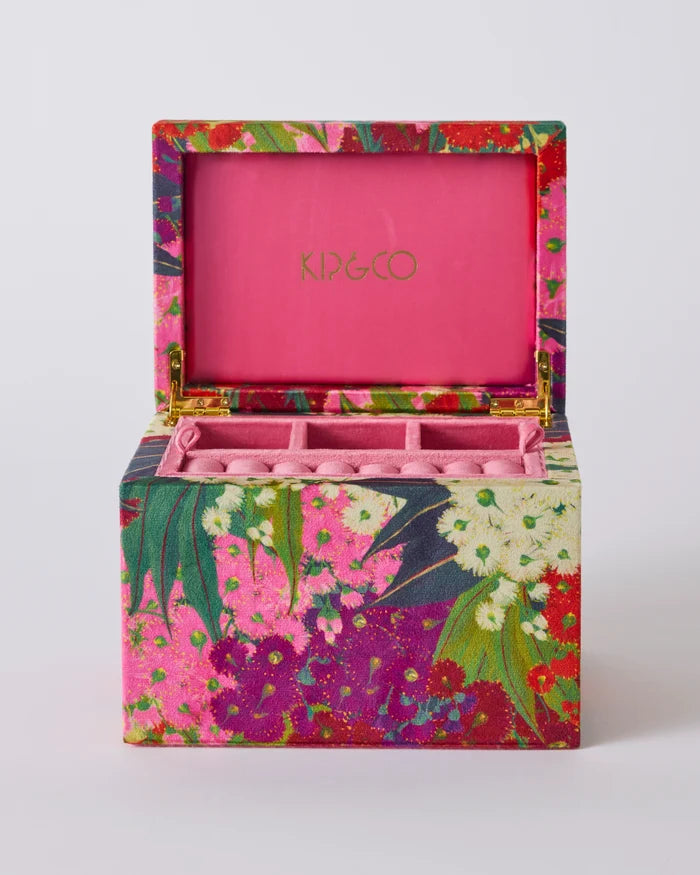 Australian Bush Blossom Velvet Jewellery Box - Large
