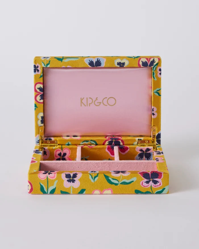 Pretty Pansy Velvet Jewellery Box - Small