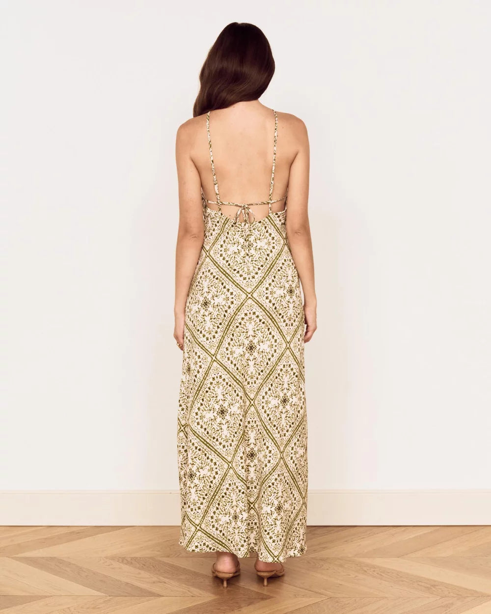 Remi Bias Midi Dress - Olive Paisley