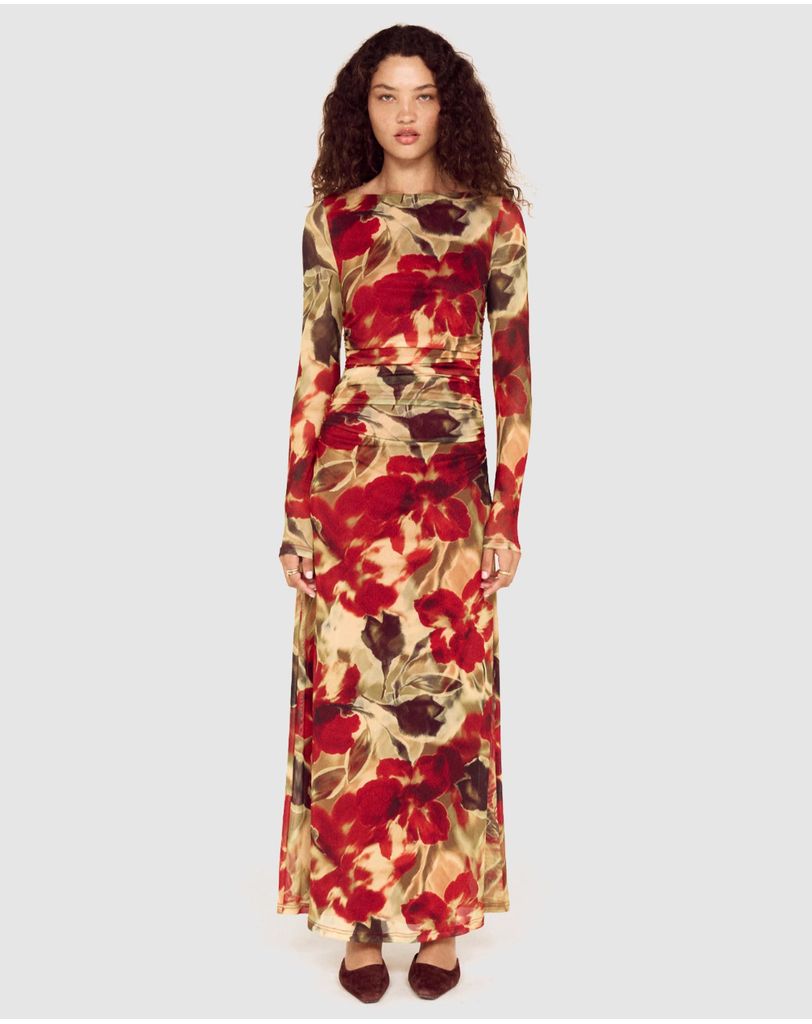 Selma Mesh Midi Dress - Floral