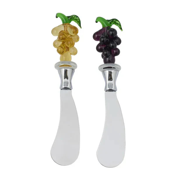 Vino Cheese Spreader - Glass and Metal - Set of 2