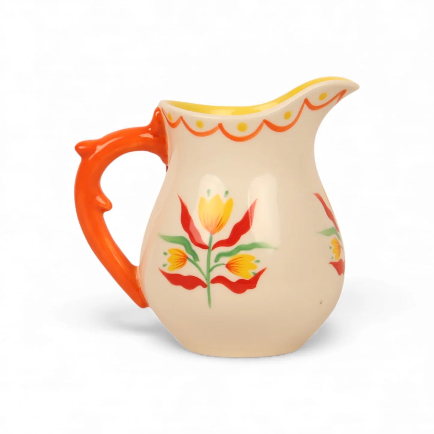 Retro Folk Stoneware Hand Painted Milk Jug