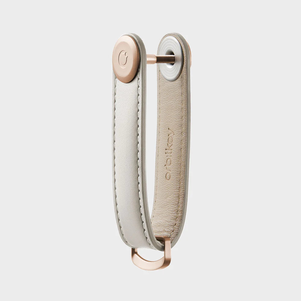 Key Organiser Leather  - Stone with Grey Stitching