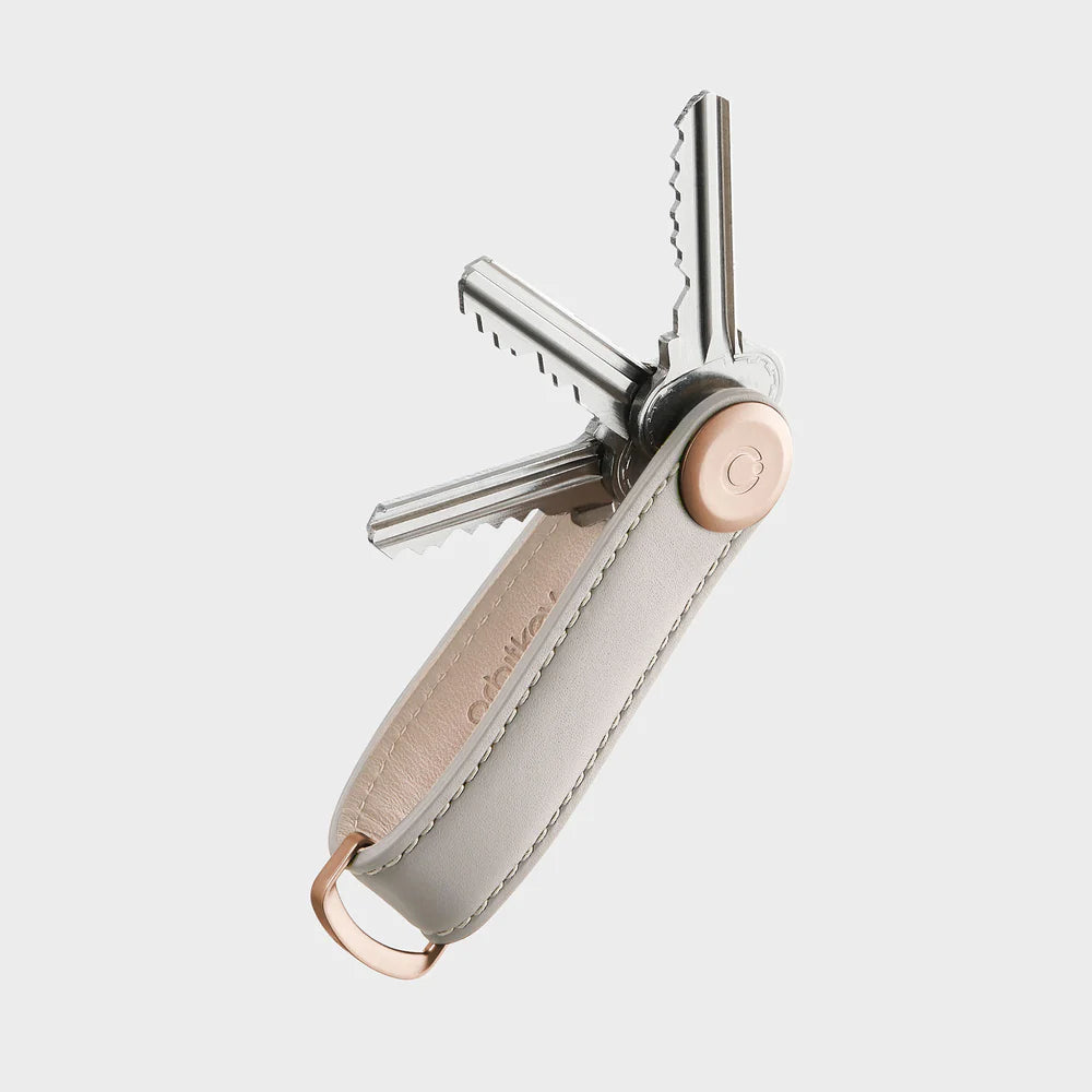 Key Organiser Leather  - Stone with Grey Stitching