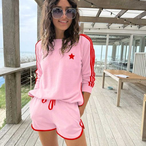 Arm Stripe Sweatshirt - Pink & Red