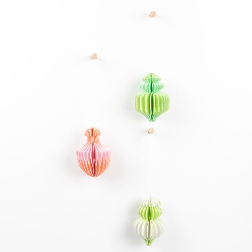 Hanging Paper Finials With Beads- Assorted Colours/Set of 3