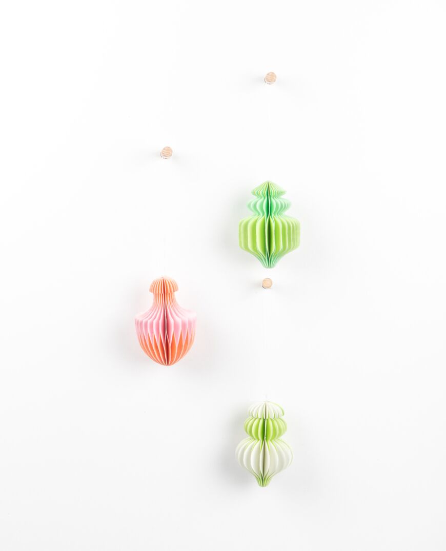 Hanging Paper Finials With Beads- Assorted Colours/Set of 3