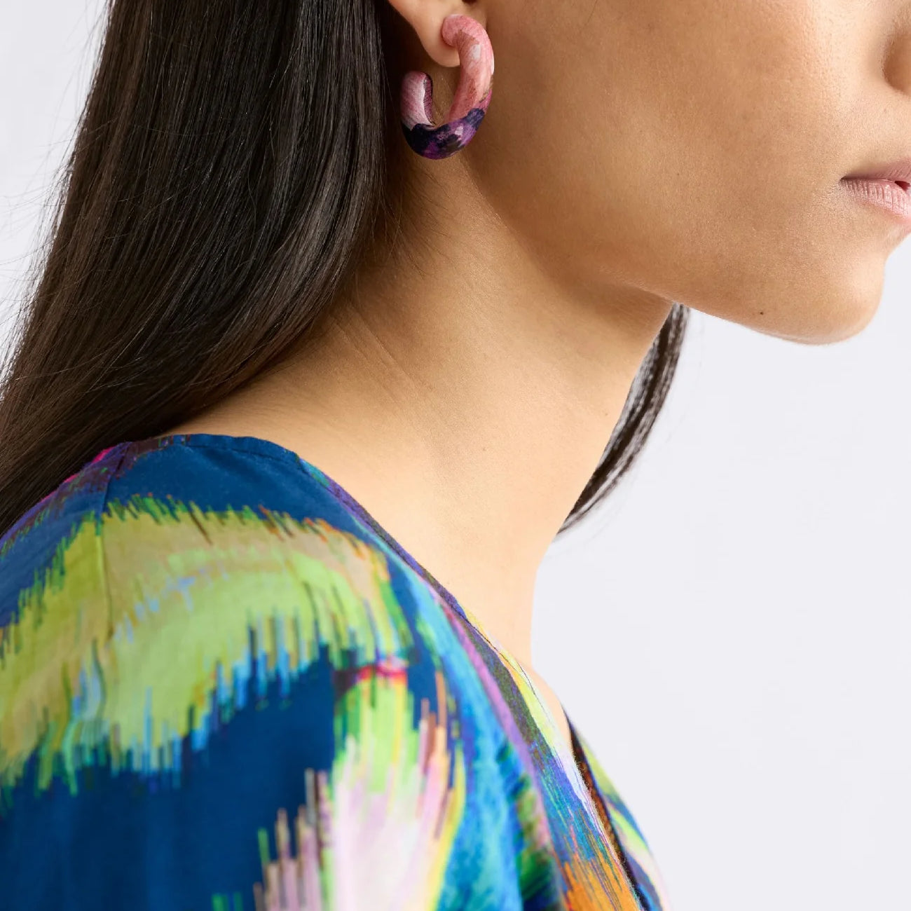 Resso - Fuschia Komi Print Hoop