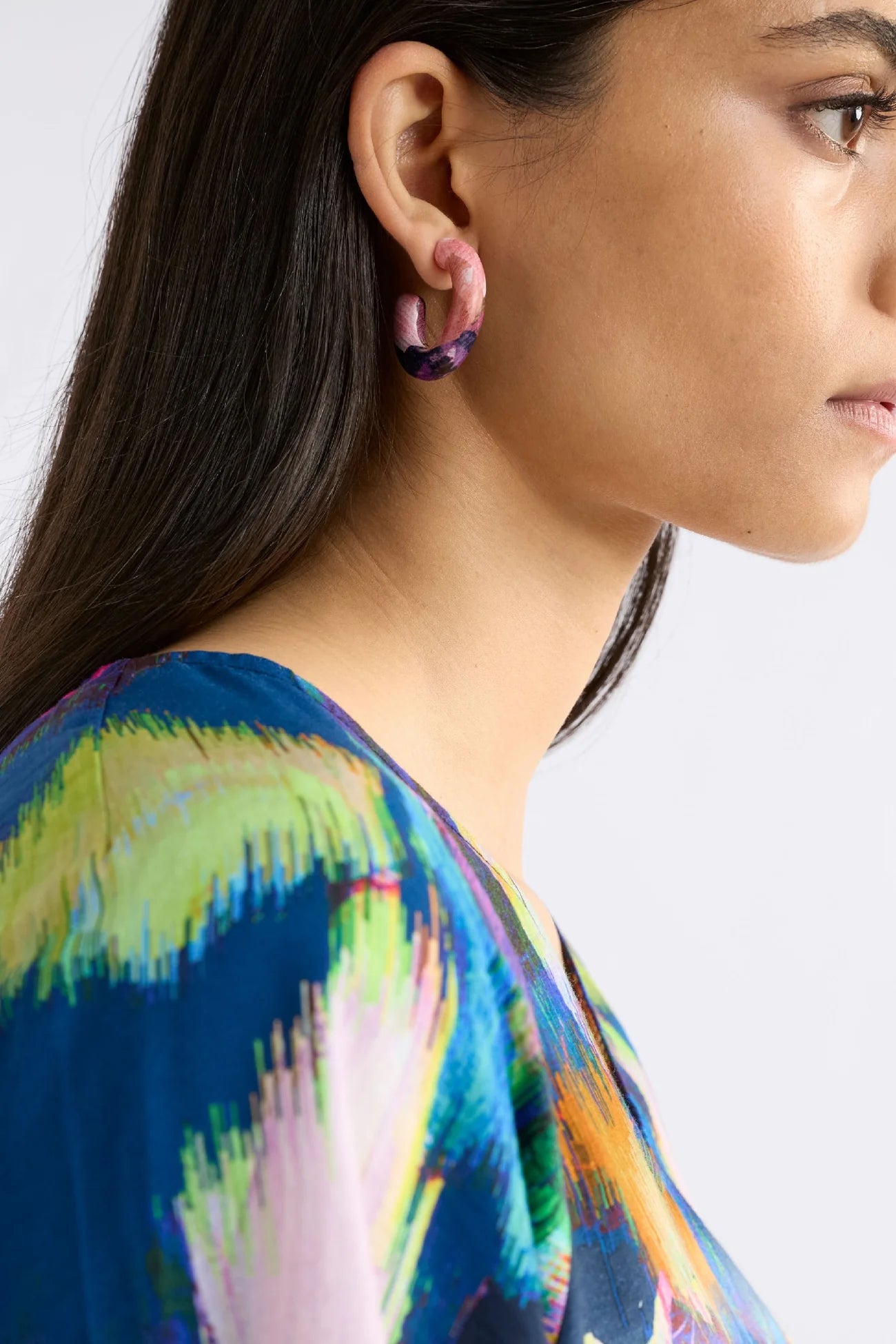 Resso - Fuschia Komi Print Hoop