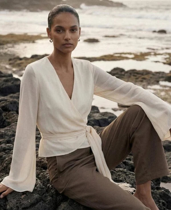 Willow Wrap Blouse - Cream