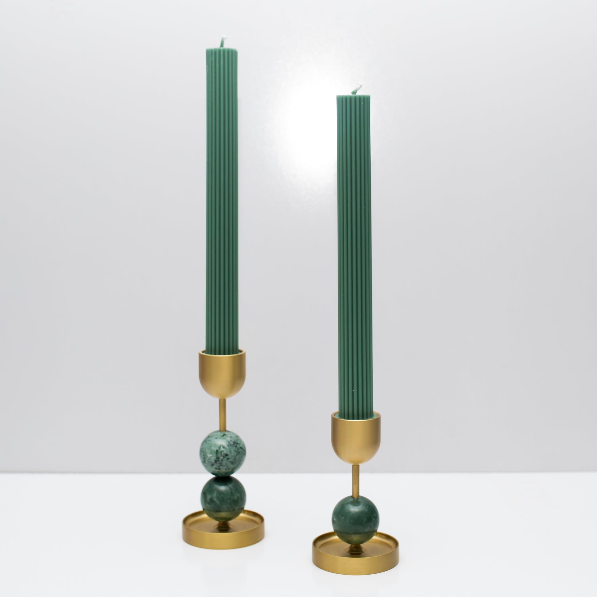 Beaded Fountain Brass Candle Holder/Large - green