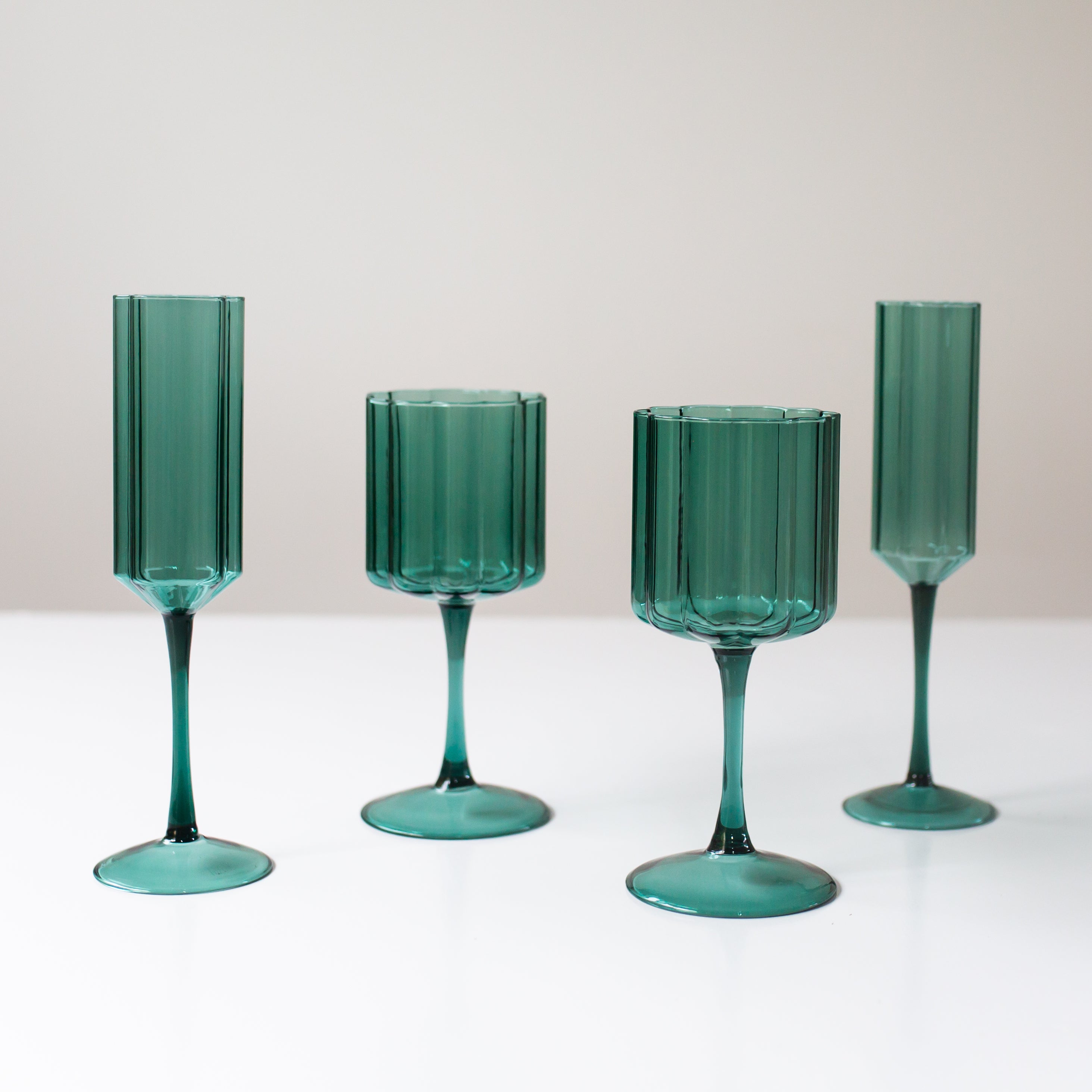 Wave Wine Glass Set - Teal