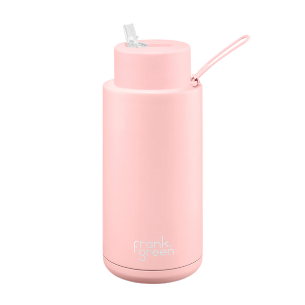 Blushed Straw Lid/Strap Bottle 34oz