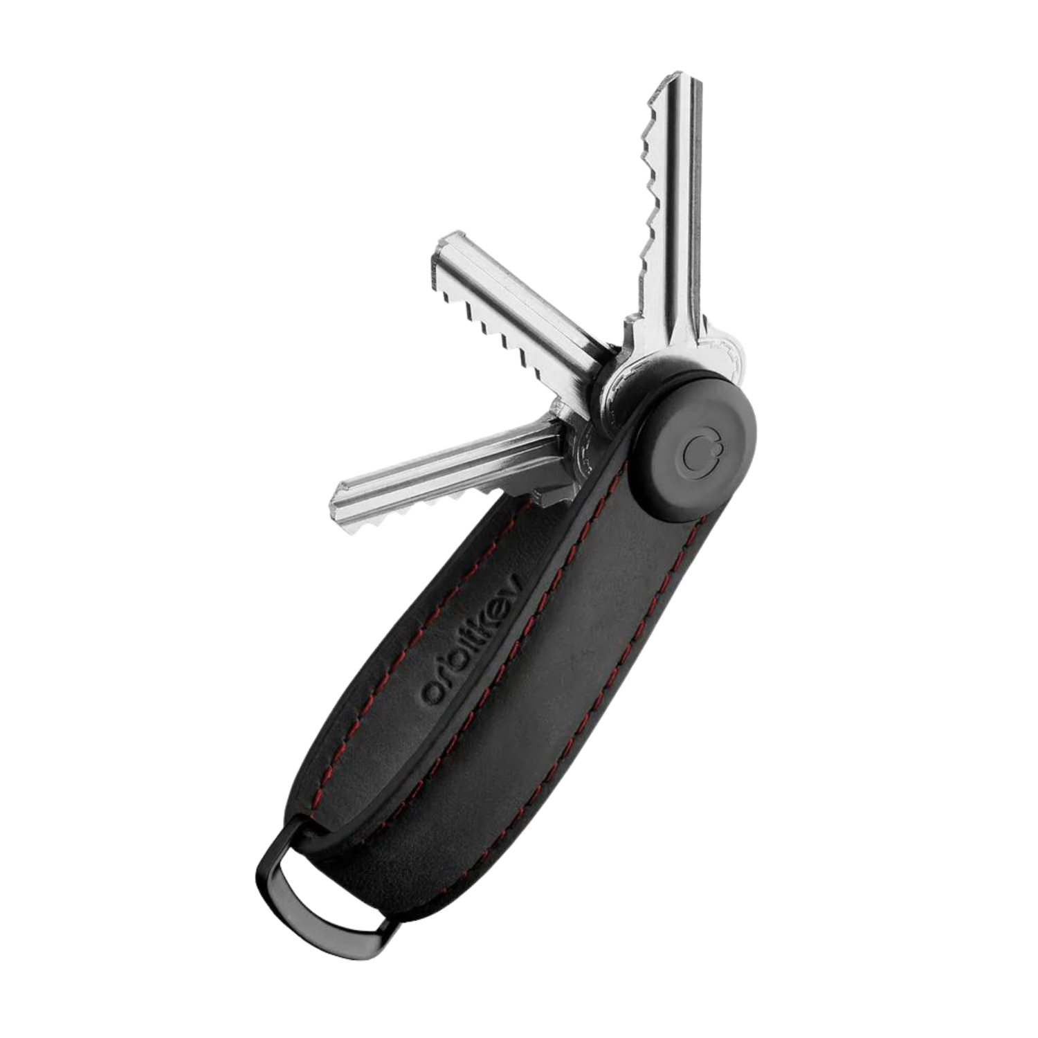 Key Organiser Crazy Horse Leather - Black with Red Stitching