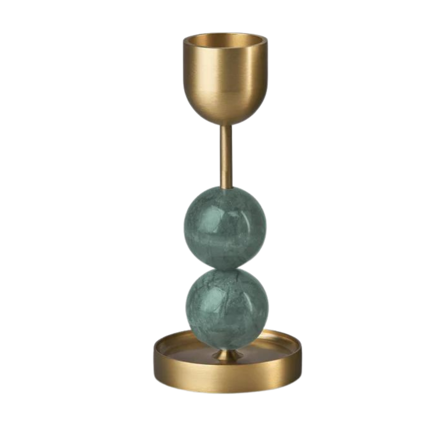 Beaded Fountain Brass Candle Holder/Large - green