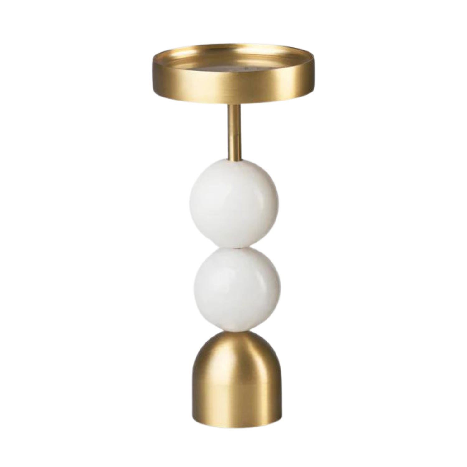 Beaded Fountain Brass Candle Holder/Large - white