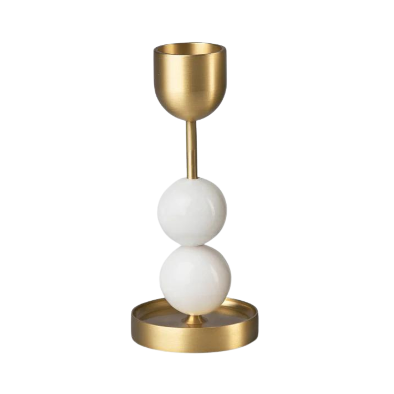 Beaded Fountain Brass Candle Holder/Large - white