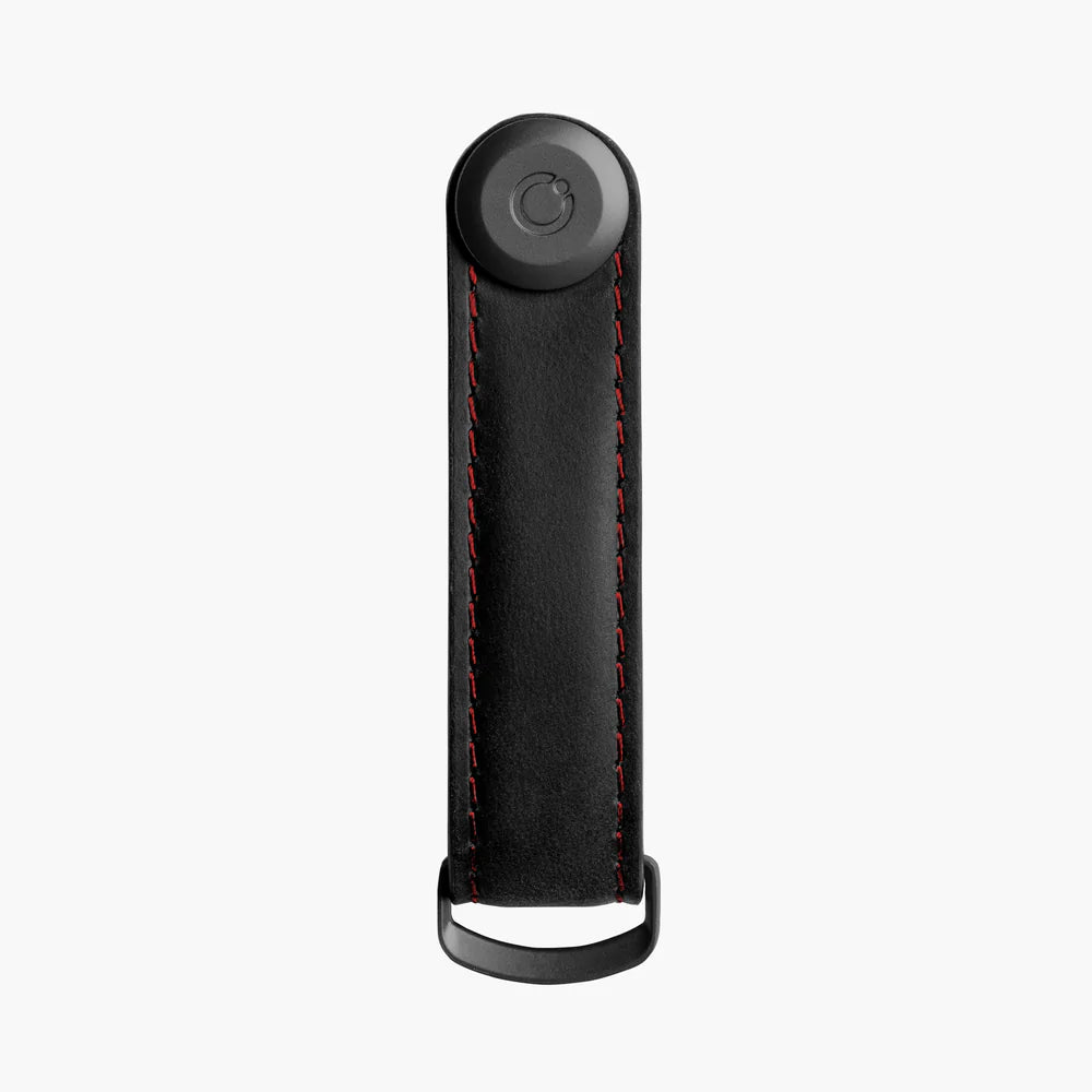 Key Organiser Crazy Horse Leather - Black with Red Stitching